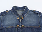 Women Clothing Top Denim Strap Breasted Jacket