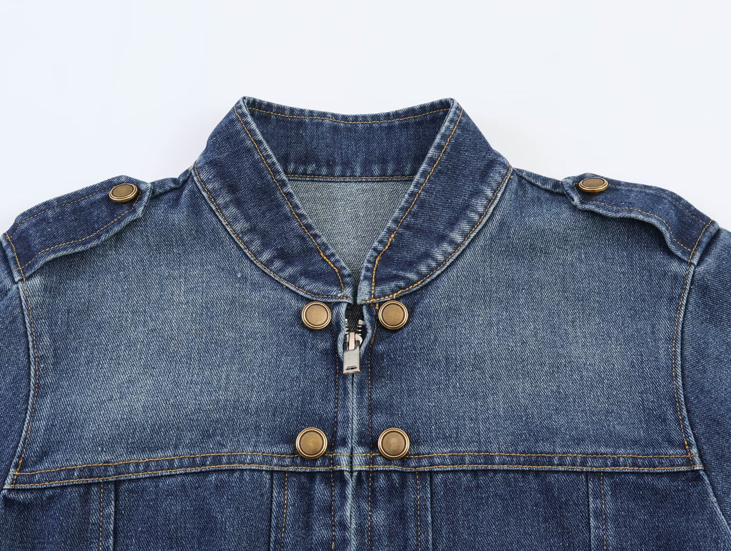 Women Clothing Top Denim Strap Breasted Jacket