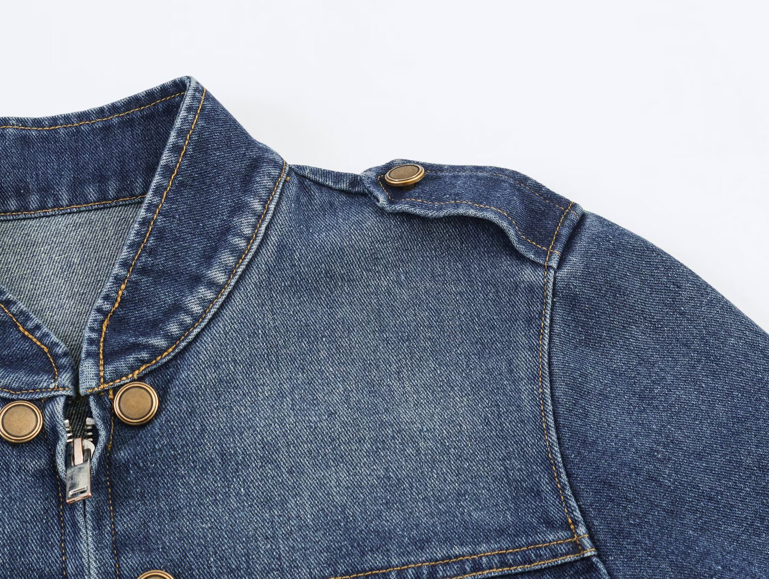 Women Clothing Top Denim Strap Breasted Jacket