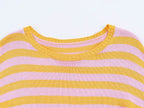 Casual Knitwear Women Striped round Neck Loose Slimming 3/4