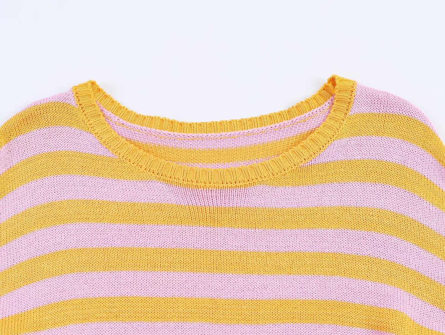 Casual Knitwear Women Striped round Neck Loose Slimming 3/4
