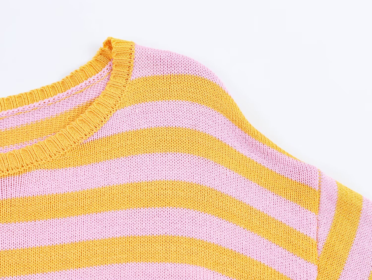 Casual Knitwear Women Striped round Neck Loose Slimming 3/4