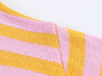 Casual Knitwear Women Striped round Neck Loose Slimming 3/4