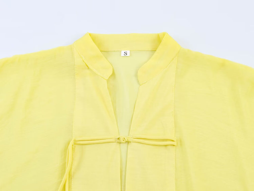 Women Clothing Summer Stand Collar Bends Hitches Ornament