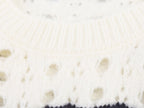 Cream knit mini dress knit texture with small openwork dot pattern