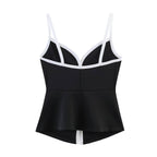Slim Fit Contrast Colors Decorated Row Button Sling Top