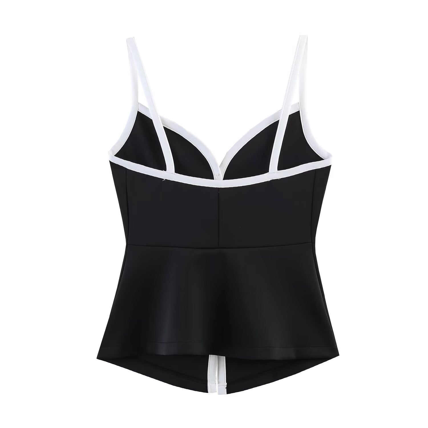 Slim Fit Contrast Colors Decorated Row Button Sling Top