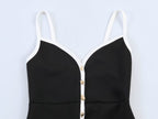 Slim Fit Contrast Colors Decorated Row Button Sling Top