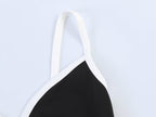 Slim Fit Contrast Colors Decorated Row Button Sling Top