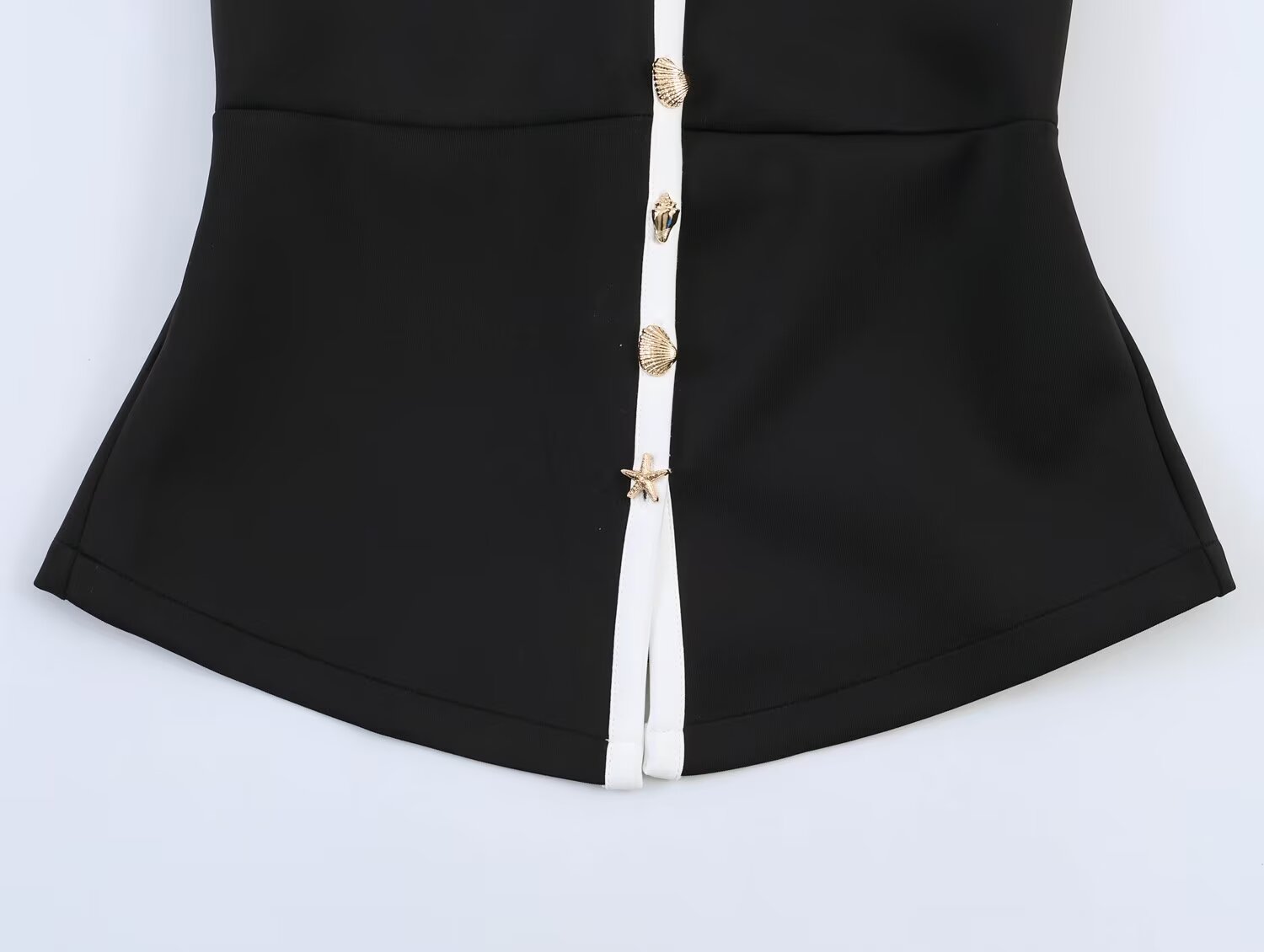 Slim Fit Contrast Colors Decorated Row Button Sling Top