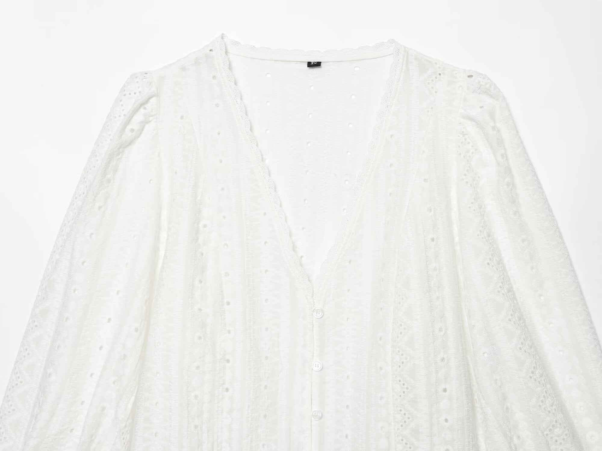 Women Clothing Summer Casual Long Sleeve V neck Hollow Out