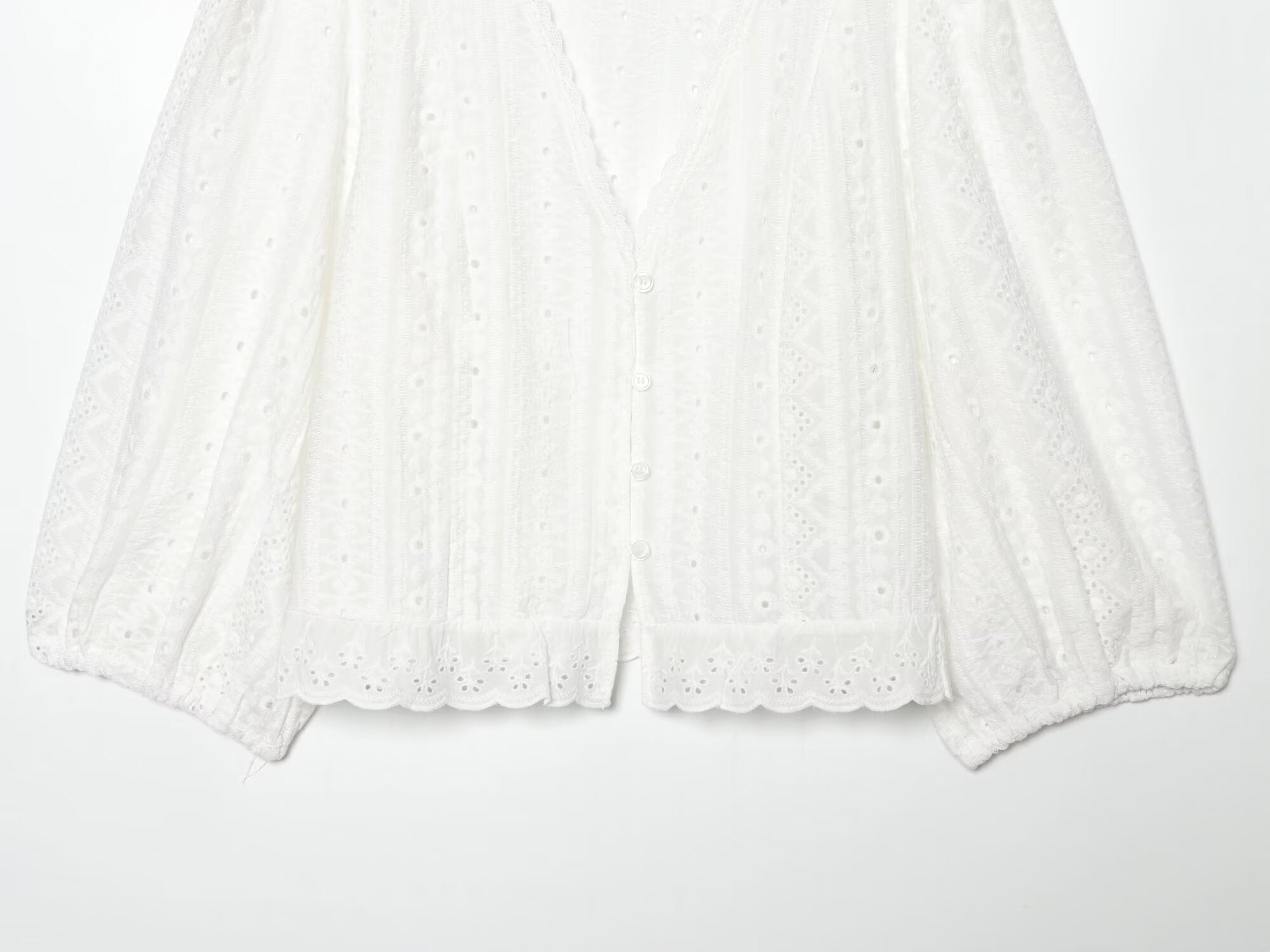 Women Clothing Summer Casual Long Sleeve V neck Hollow Out