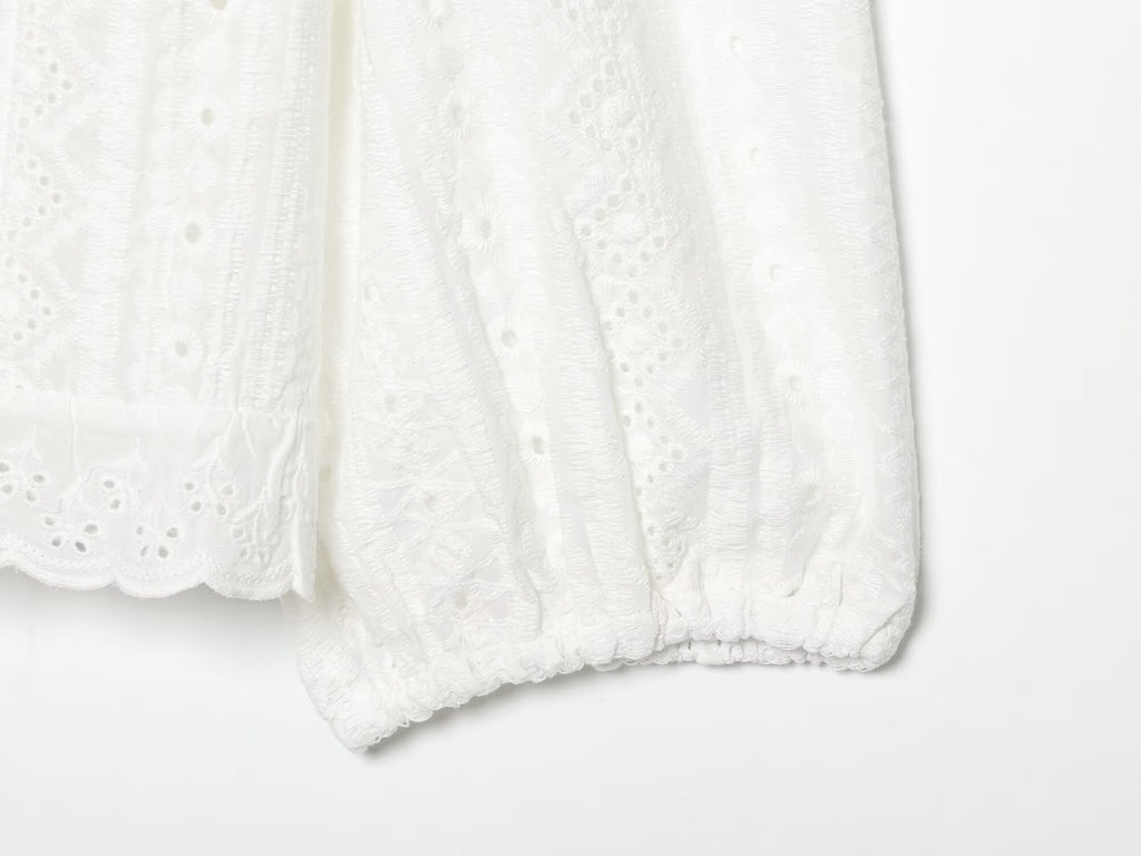 Women Clothing Summer Casual Long Sleeve V neck Hollow Out