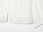 Women Clothing Summer Casual Long Sleeve V neck Hollow Out