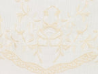 White mini summer dress fabric with floral embroidery and scalloped lace border