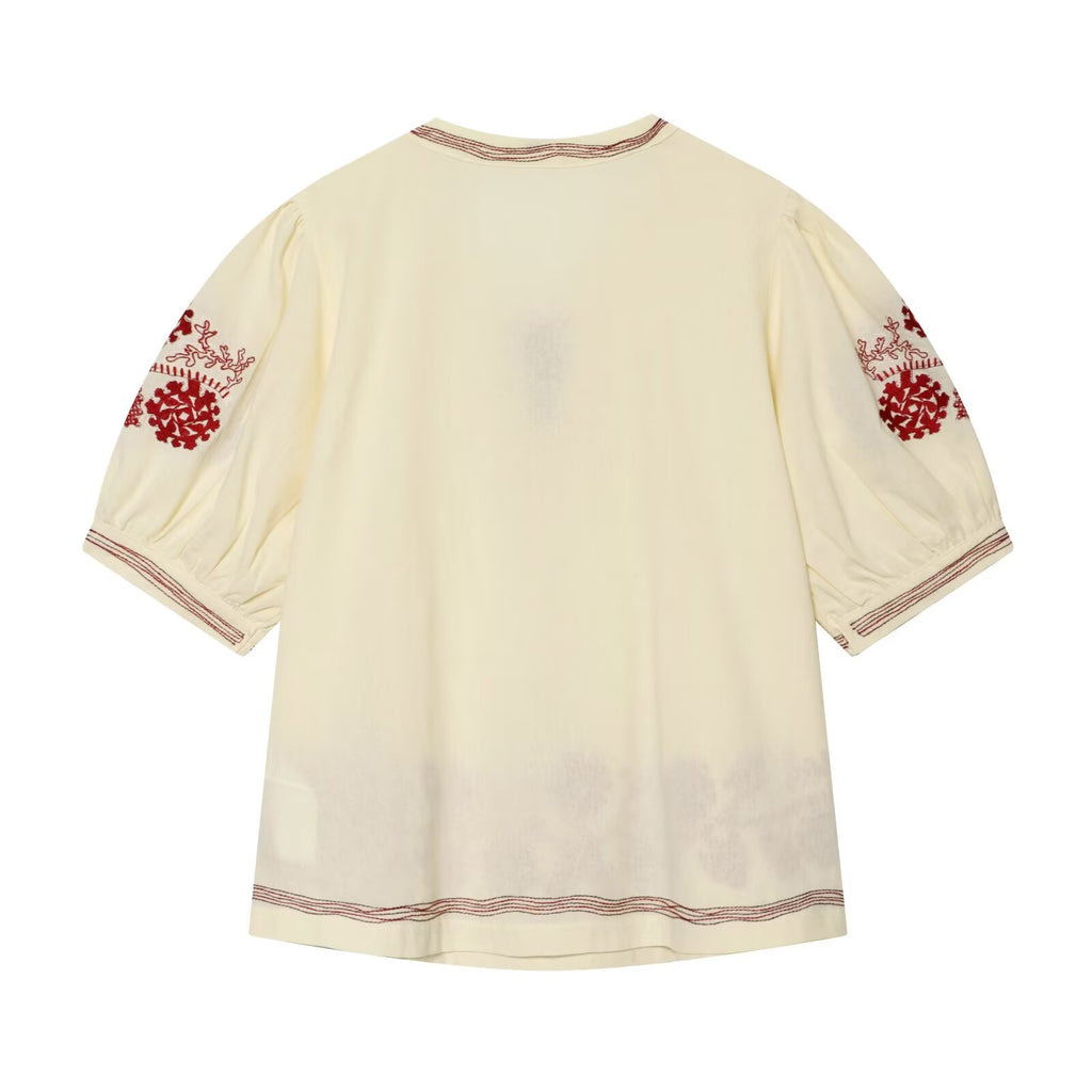 Summer Women Casual Loose All Match Embroidery Tassel Shirt