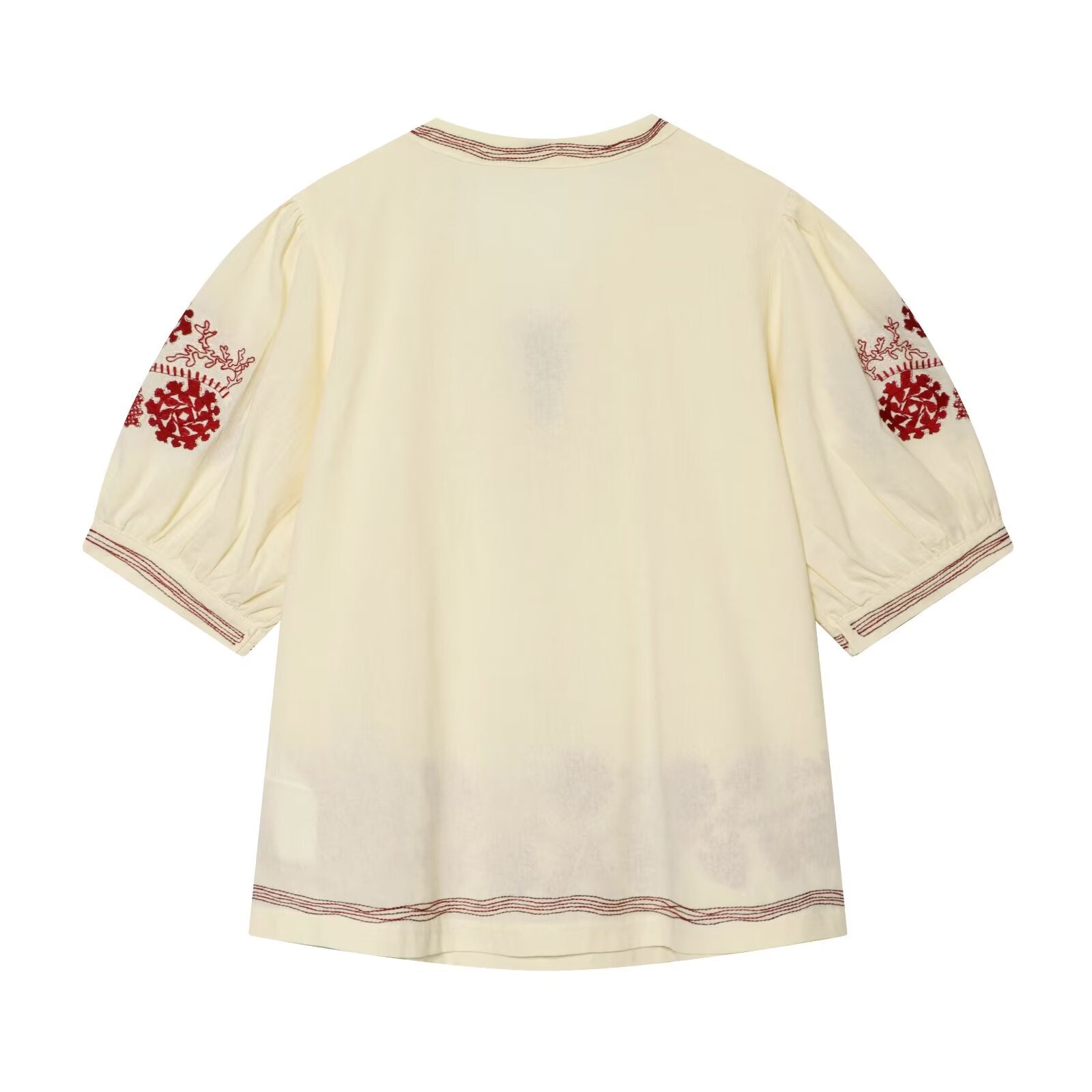 Summer Women Casual Loose All Match Embroidery Tassel Shirt