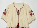 Summer Women Casual Loose All Match Embroidery Tassel Shirt