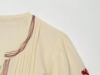 Summer Women Casual Loose All Match Embroidery Tassel Shirt