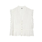 Summer Women Casual Loose All Match Laminated Embroidered