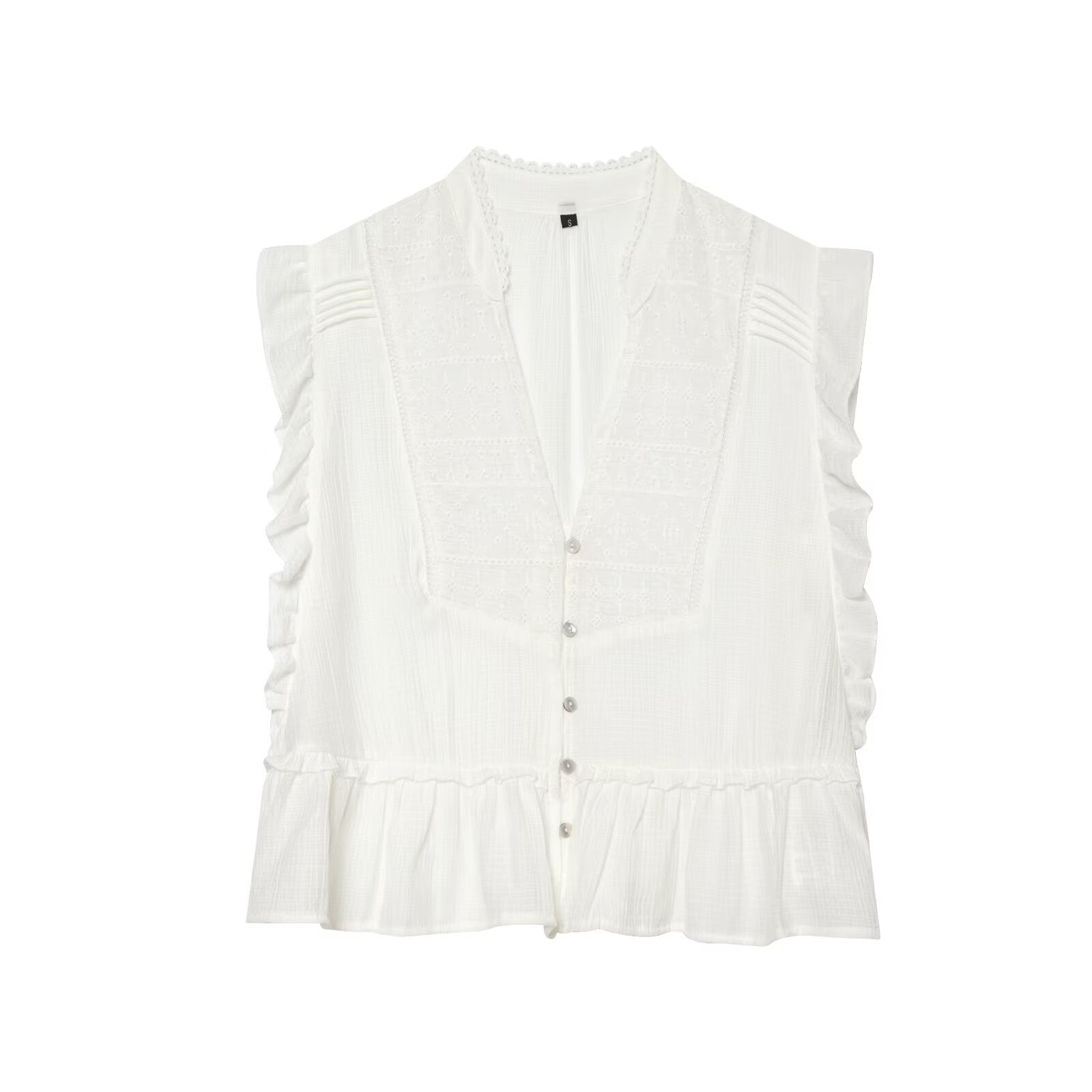 Summer Women Casual Loose All Match Laminated Embroidered
