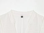 Summer Women Casual Loose All Match Laminated Embroidered
