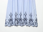 Women Clothing Summer Fashionable Lace Embroidered Plaid Midi Skirt