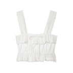 Hollow Out CO Embroidered Short Top Embroidery Asym Midi