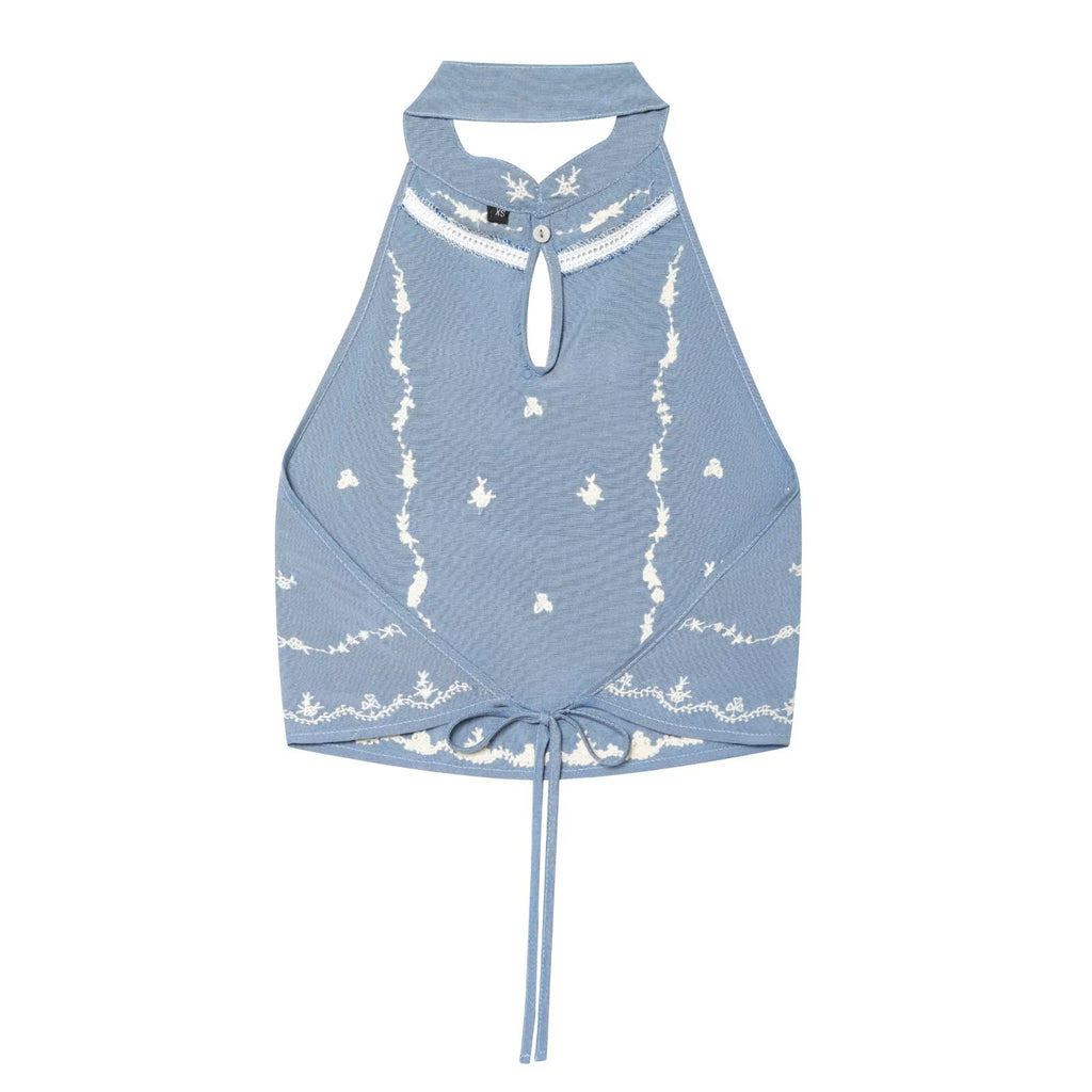 Women Clothing Summer Backless SL Embroidered Hanging