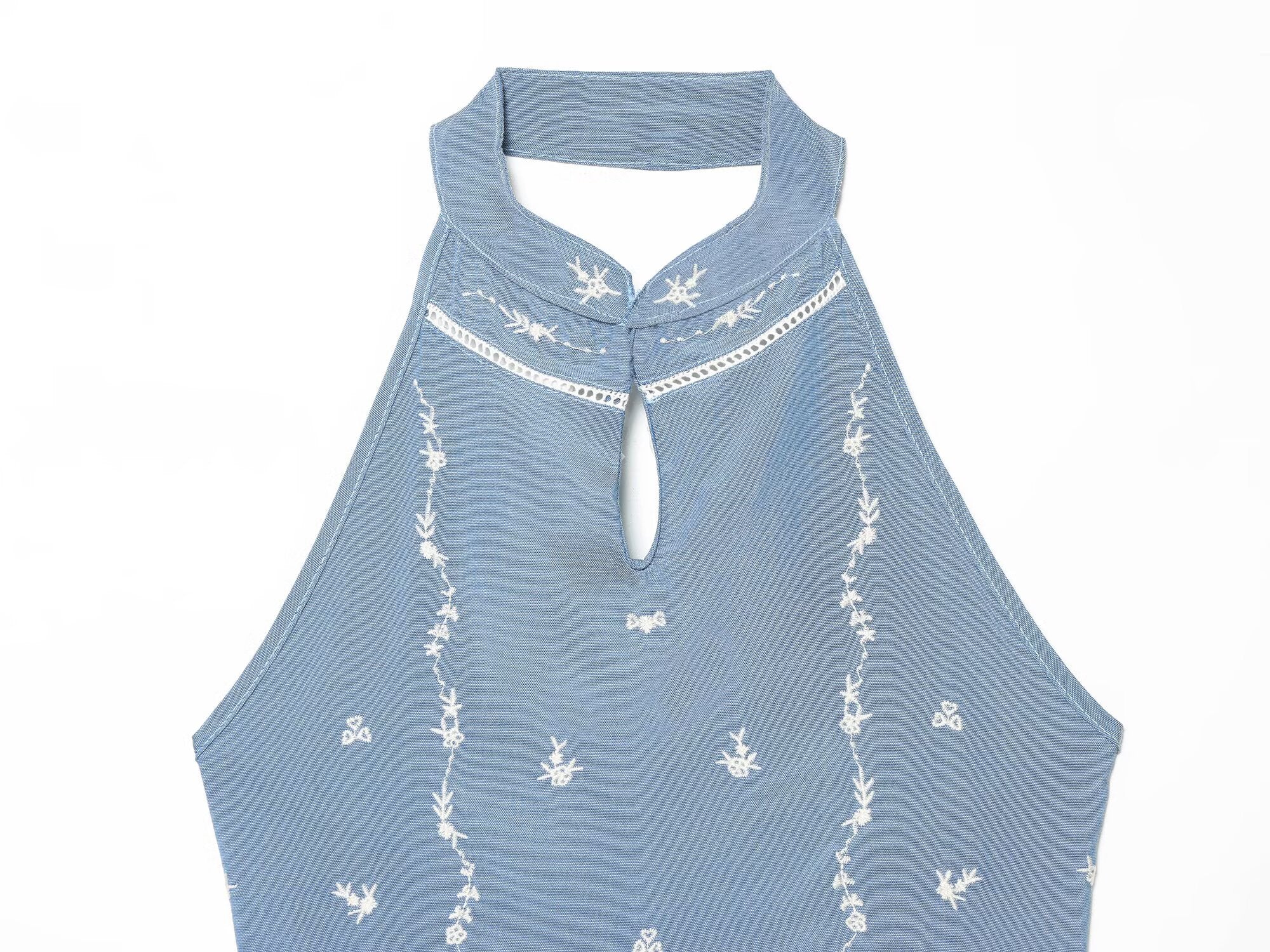 Women Clothing Summer Backless SL Embroidered Hanging