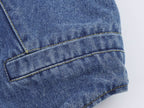 Women Clothing Summer V neck Single Breasted Denim Backless