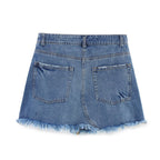 Women Clothing Summer V neck Single Breasted Denim Backless