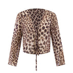 Leopard Print Sun Protective Blouse Lace up CO Cardigan