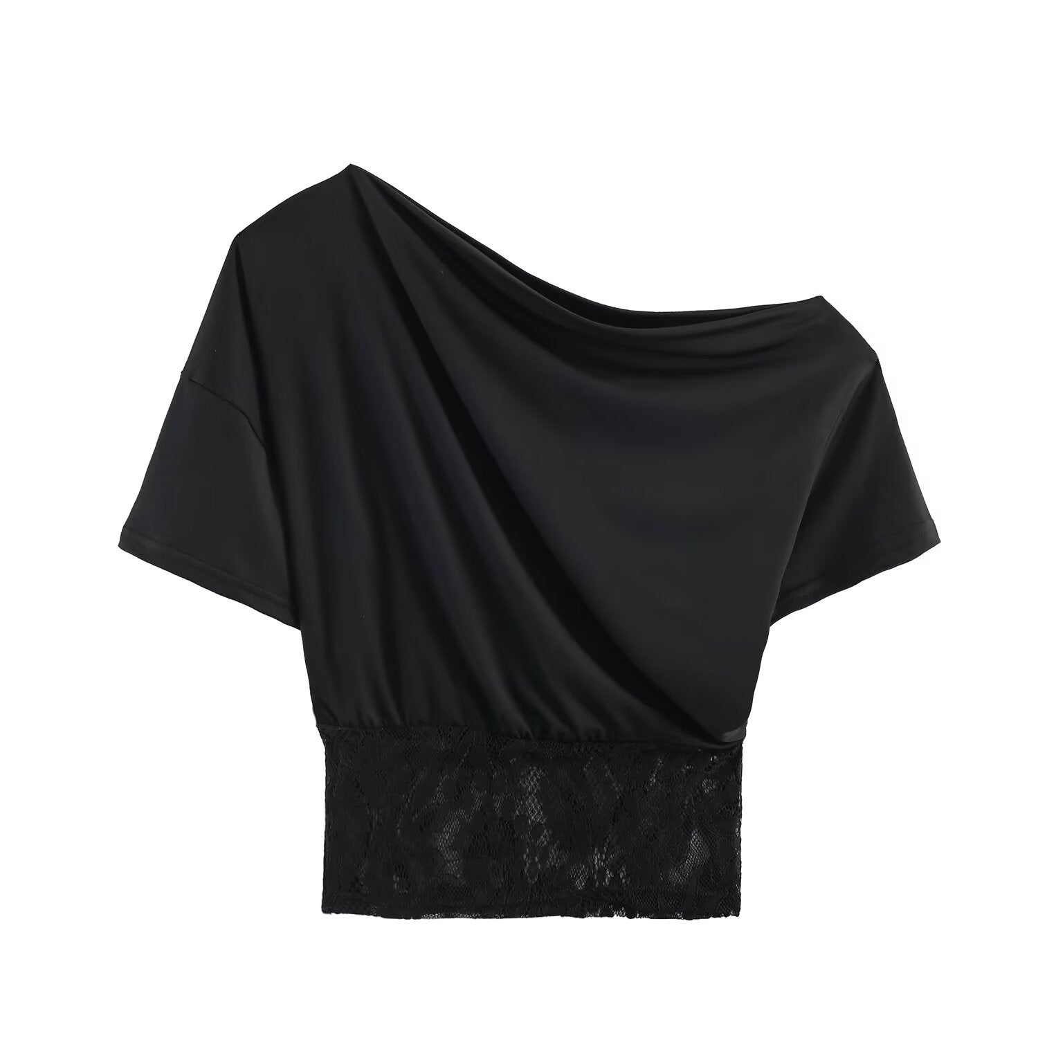 Women lothing Summer Sexy Lace Stitching Oblique Shoulder