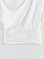 Women lothing Summer Sexy Lace Stitching Oblique Shoulder