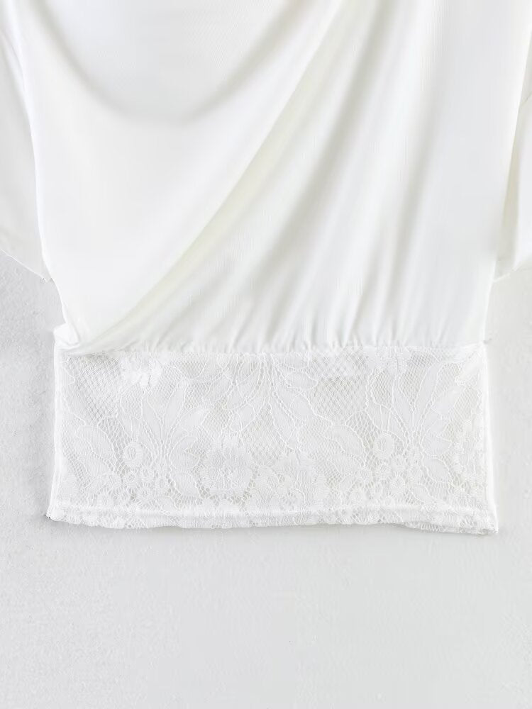 Women lothing Summer Sexy Lace Stitching Oblique Shoulder