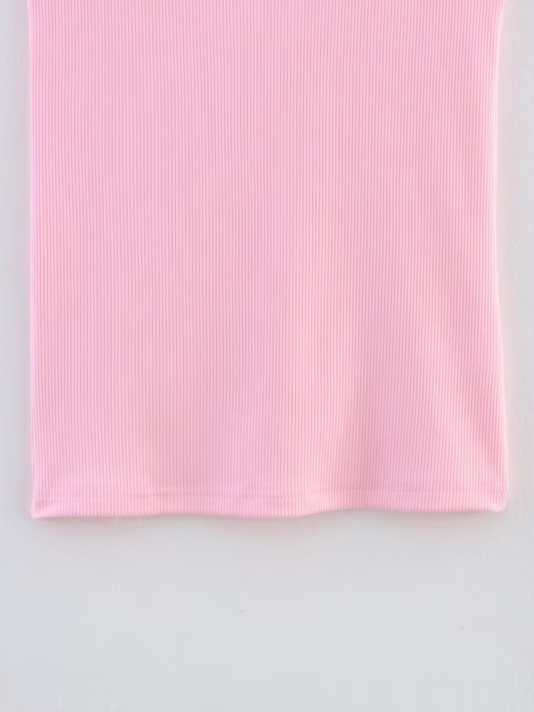 Women Summer Ribbed Tank Top With Round Neck Camis