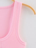 Women Summer Ribbed Tank Top With Round Neck Camis