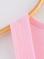 Women Summer Ribbed Tank Top With Round Neck Camis
