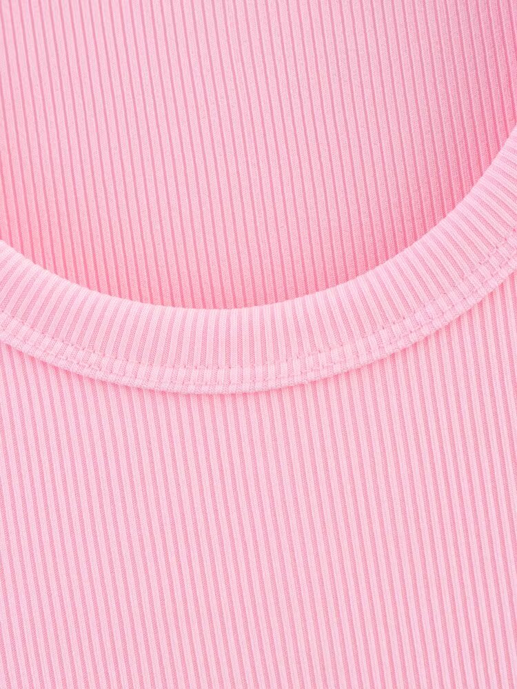 Women Summer Ribbed Tank Top With Round Neck Camis