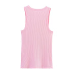 Women Summer Ribbed Tank Top With Round Neck Camis