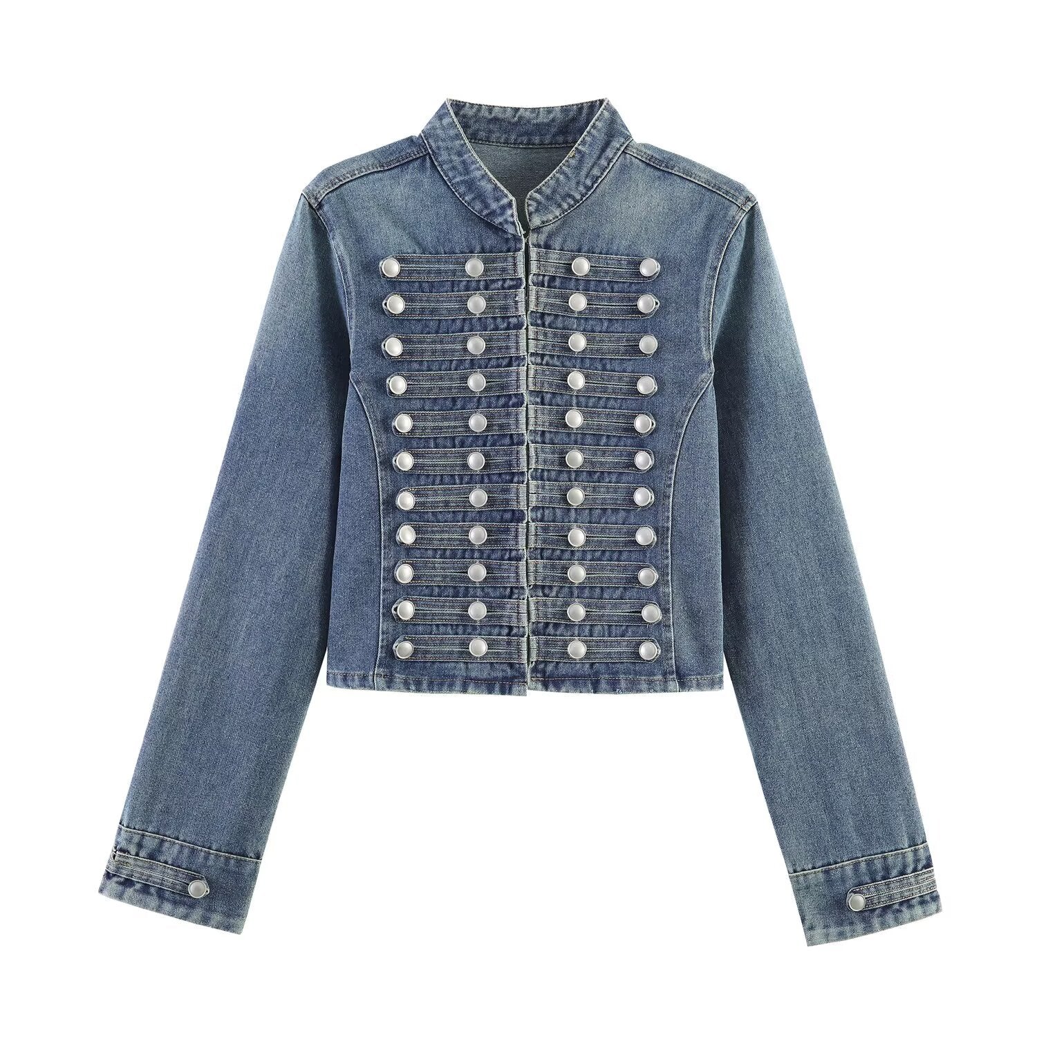 Women Clothing Top Close Fitting Denim Jacket Mini Shorts Sets