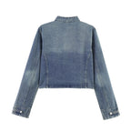 Women Clothing Top Close Fitting Denim Jacket Mini Shorts Sets
