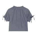 Women's Women Summer Casual Round Neck Puff Short Sleeve Bow Blouse