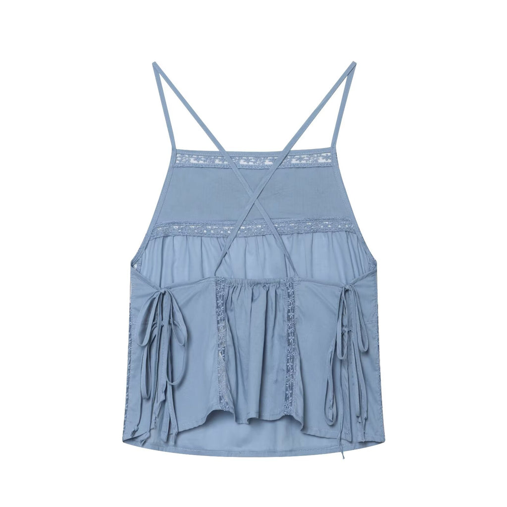 Women's Summer Women Sexy All Match Embroidered Strap Top