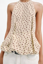 Women Summer Arrival Fashionable Polka Dot Blended Halter