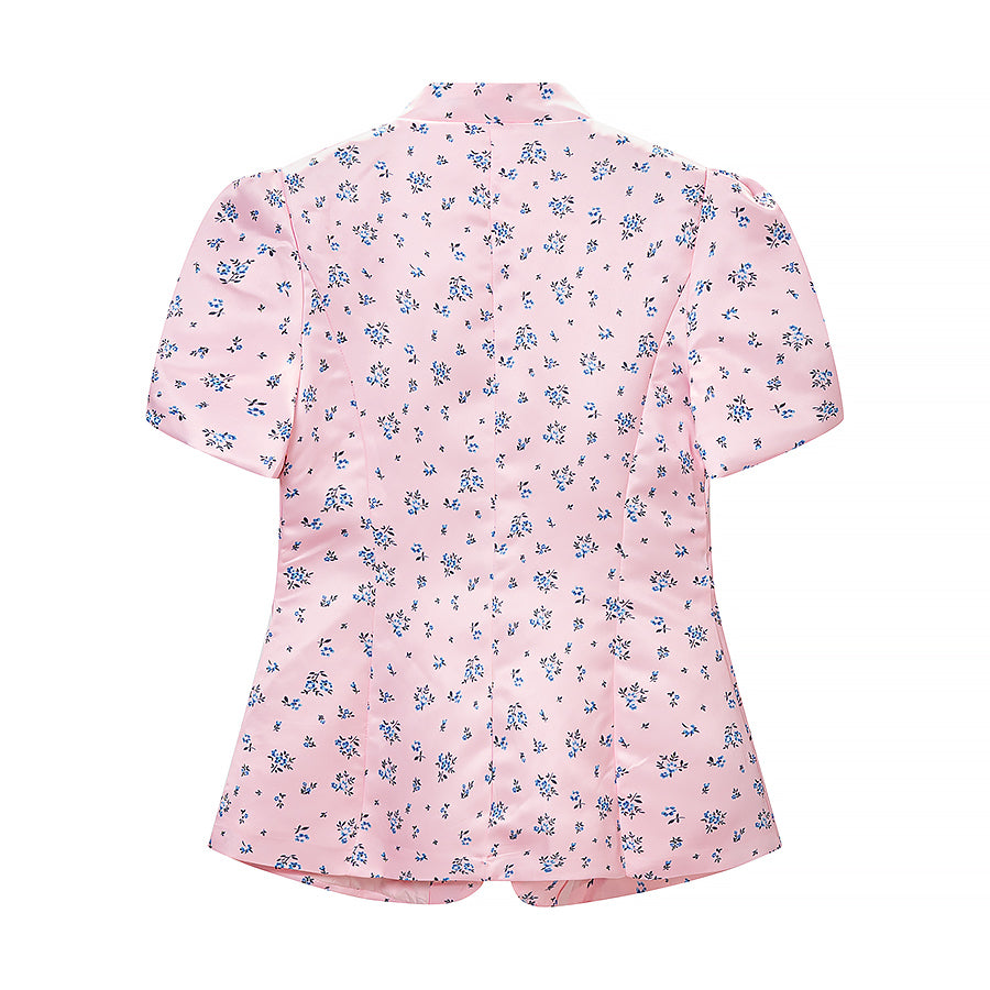 Women Clothing All Match Casual Printed Stand Collar Short