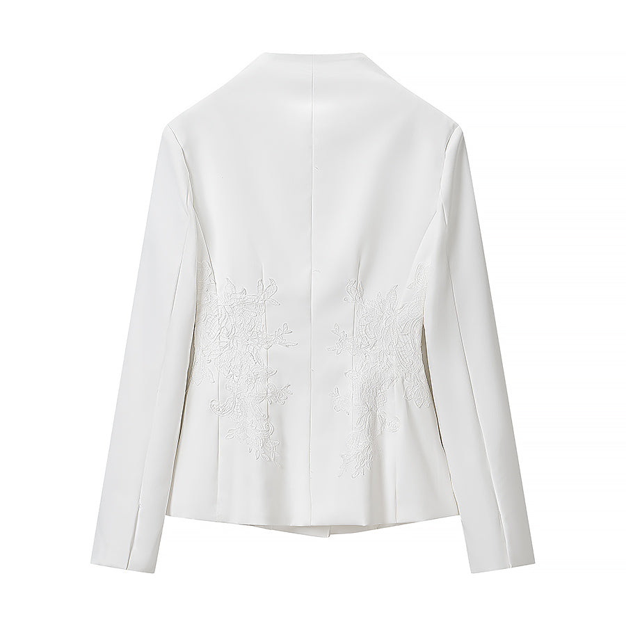 V neck Waist Slimming Office Coat Women Elegant Solid Color
