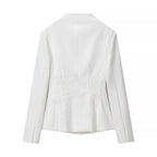 V neck Waist Slimming Office Coat Women Elegant Solid Color