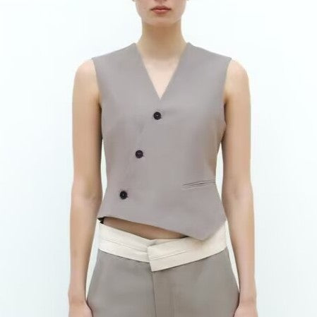 Women Clothing Summer Oblique Buckle Waist Office Blazers